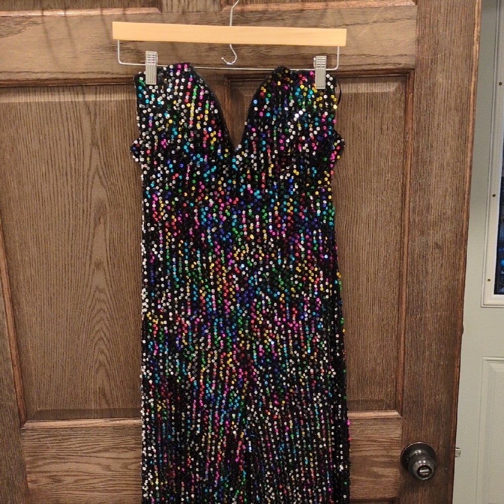 Fashion Nova Black Multicolor Sequin Jumper - Picture 6 of 8